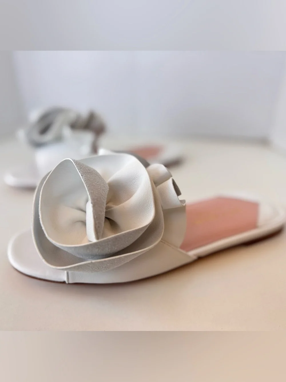 Kate Spade White Floral Flourish Suede Slide Slip On Sandals Shoes Size 7.5